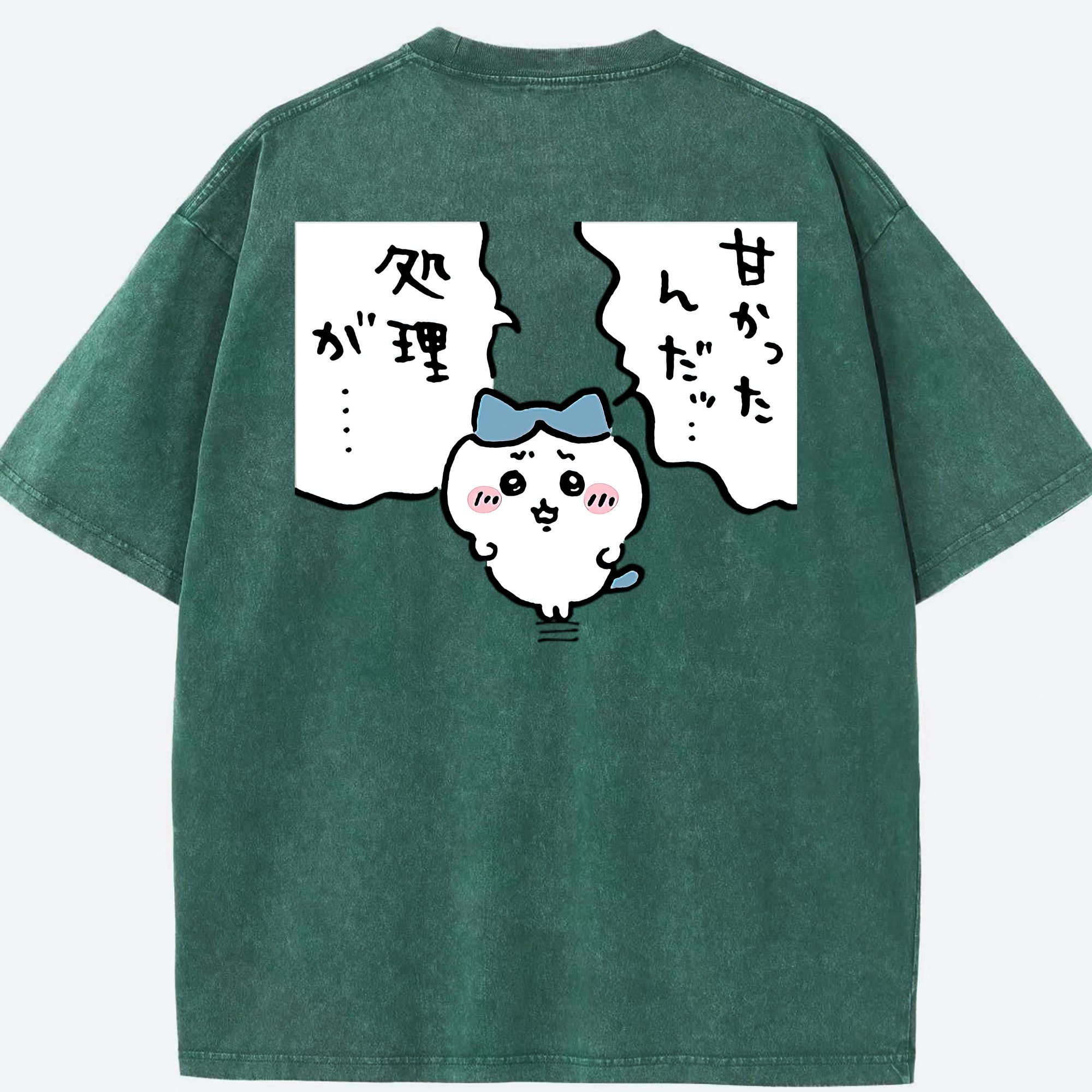 （画像用） ちいかわ ハチワレ Chii-kawa hachiware 綿100% ヴィンテージ風 半袖Tシャツ（背面プリント）